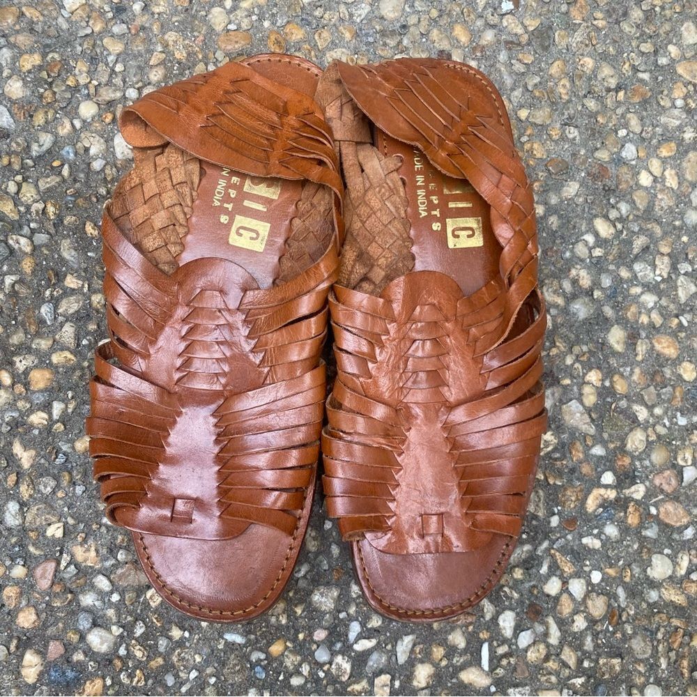 Vintage huarache foam heel comfort strappy flats sandals 10 - Picture 2 of 6